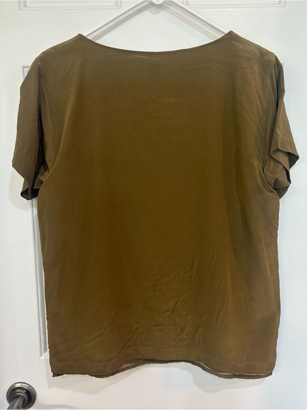 J. Crew Sequin Panel Raw Edge Silk Trim Short Sleeve Shirt Large - Picture 8 of 9